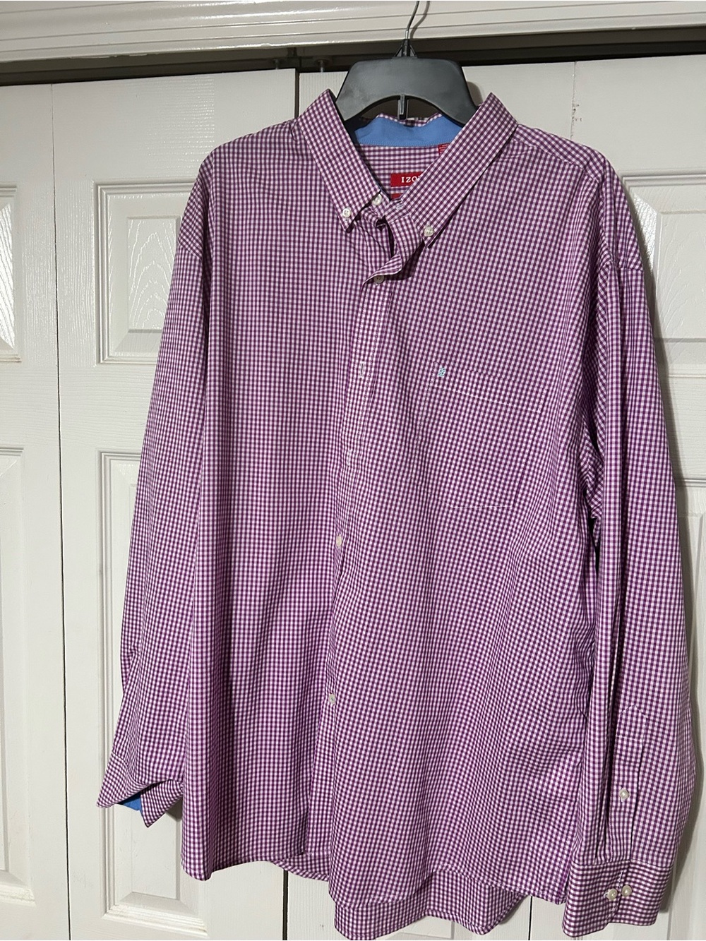 Izod Purple Gingham Button-Down Dress Shirt